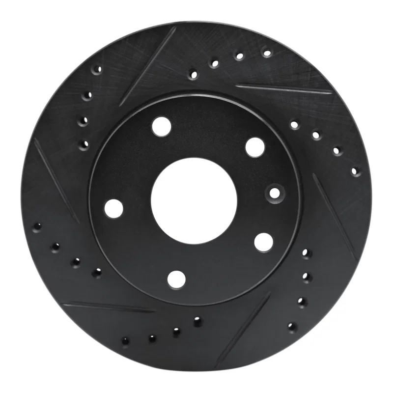 R1 Concepts 633-18001L, R1 99-02 Daewoo Leganza Front Left Drilled & Slotted Black Brake Rotor