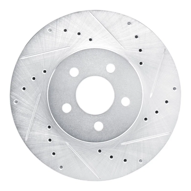 R1 Concepts 631-39004R, R1 89-95 Chrysler LeBaron Front Right Drilled & Slotted Silver Brake Rotor