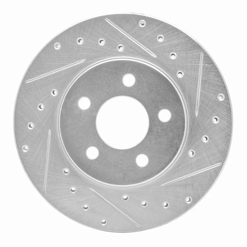 R1 Concepts 631-40046R, R1 84-95 Chrysler New Yorker Front Right Drilled & Slotted Silver Brake Rotor