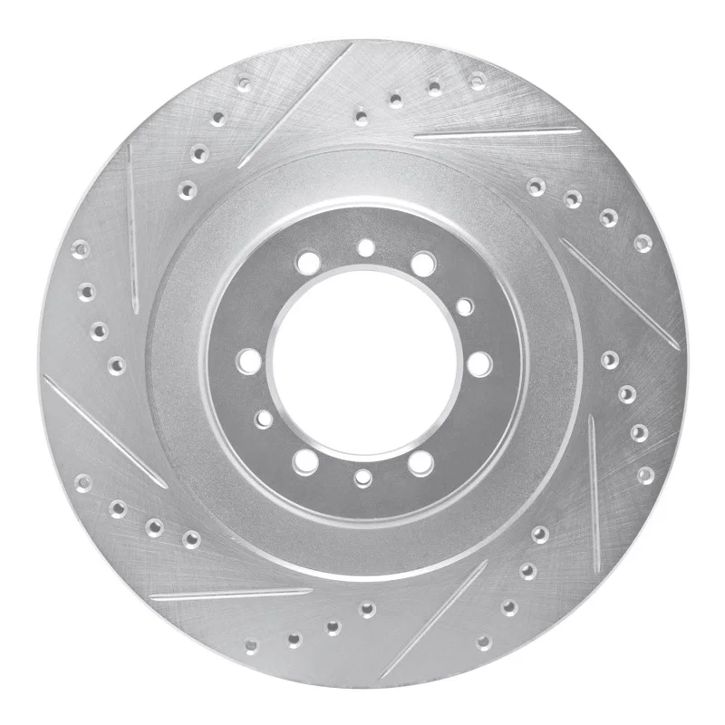 R1 Concepts 631-72055L, R1 98-04 Mitsubishi Montero Front Left Drilled & Slotted Silver Brake Rotor