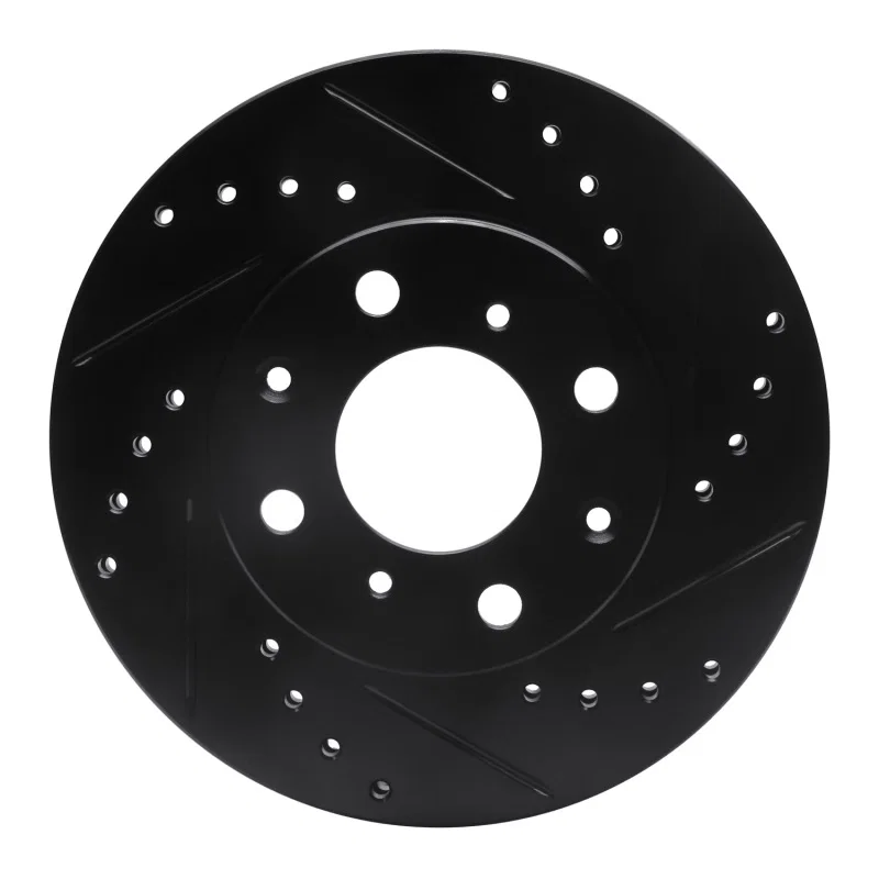 R1 Concepts 633-59018R, R1 90-00 Honda Civic Hatchback Front Right Drilled & Slotted Black Brake Rotor