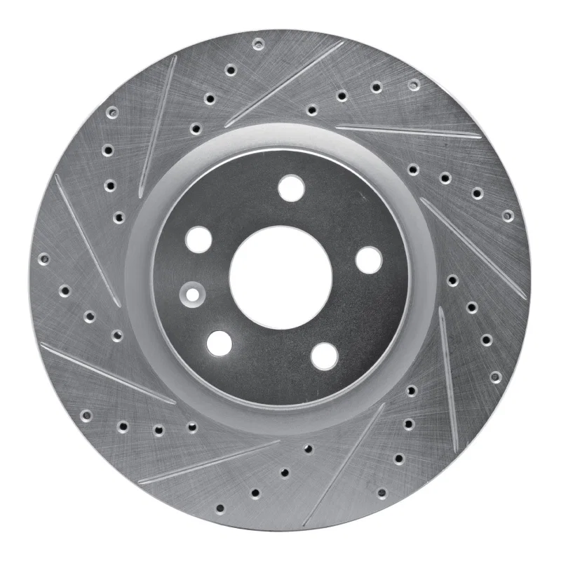 R1 Concepts 631-46027L, R1 08-17 Cadillac CTS Front Left Drilled & Slotted Silver Brake Rotor