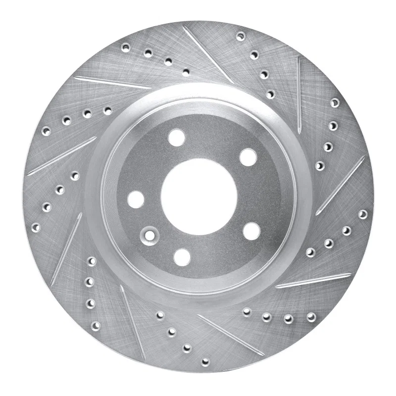 R1 Concepts 631-54094R, R1 11-19 Ford Flex Front Right Drilled & Slotted Silver Brake Rotor