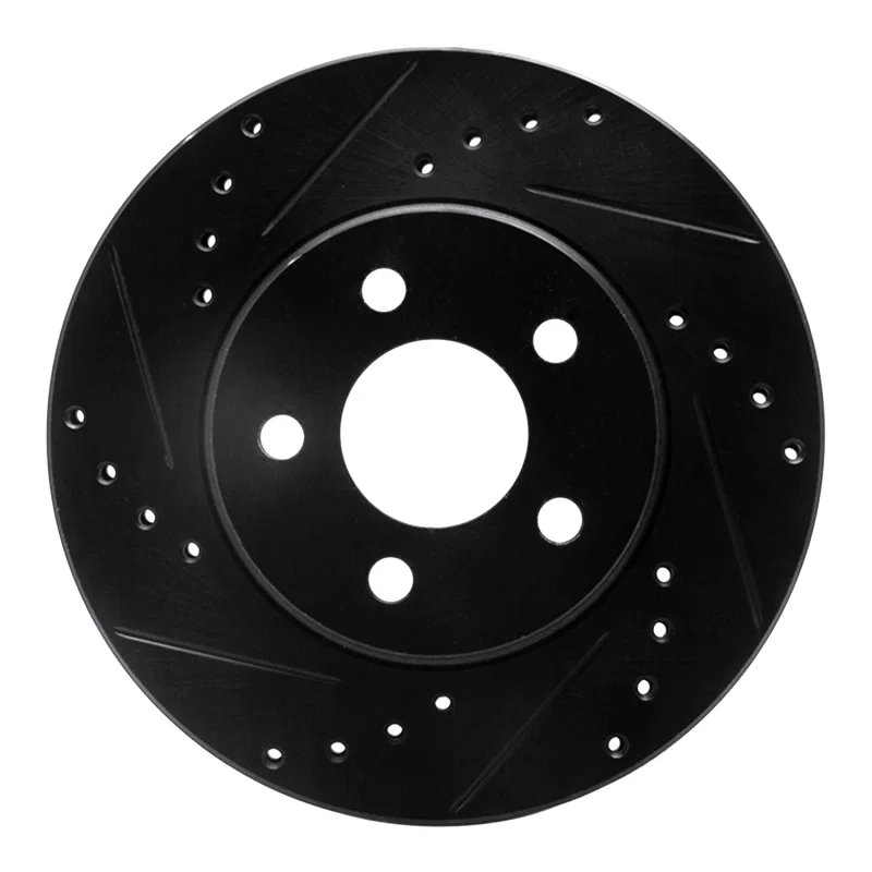 R1 Concepts 633-40060L, R1 86-90 Chrysler Town & Country Front Left Drilled & Slotted Black Brake Rotor