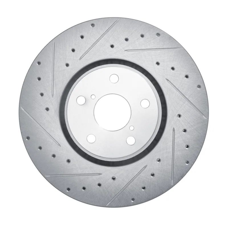R1 Concepts 631-75023D, R1 07-11 Lexus GS350 Left Front Drilled & Slotted Silver Brake Rotor