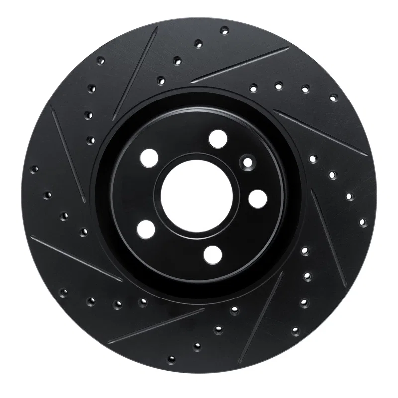R1 Concepts 633-27059L, R1 17-25 Volvo XC60 Front Left Drilled & Slotted Black Brake Rotor