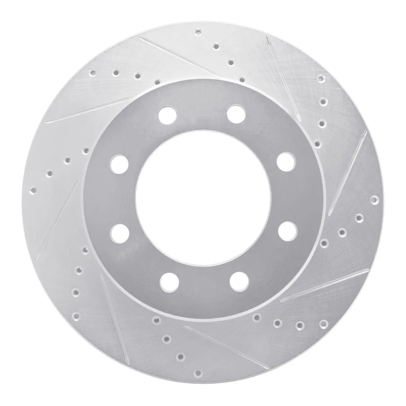 R1 Concepts 631-40110R, R1 09-25 Dodge Ram 3500 Front Right Drilled & Slotted Silver Brake Rotor