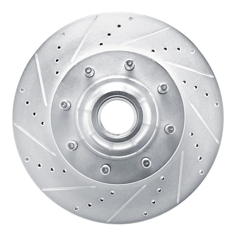R1 Concepts 631-54209L, R1 08-25 Ford E-150 Front Left Drilled & Slotted Silver Brake Rotor