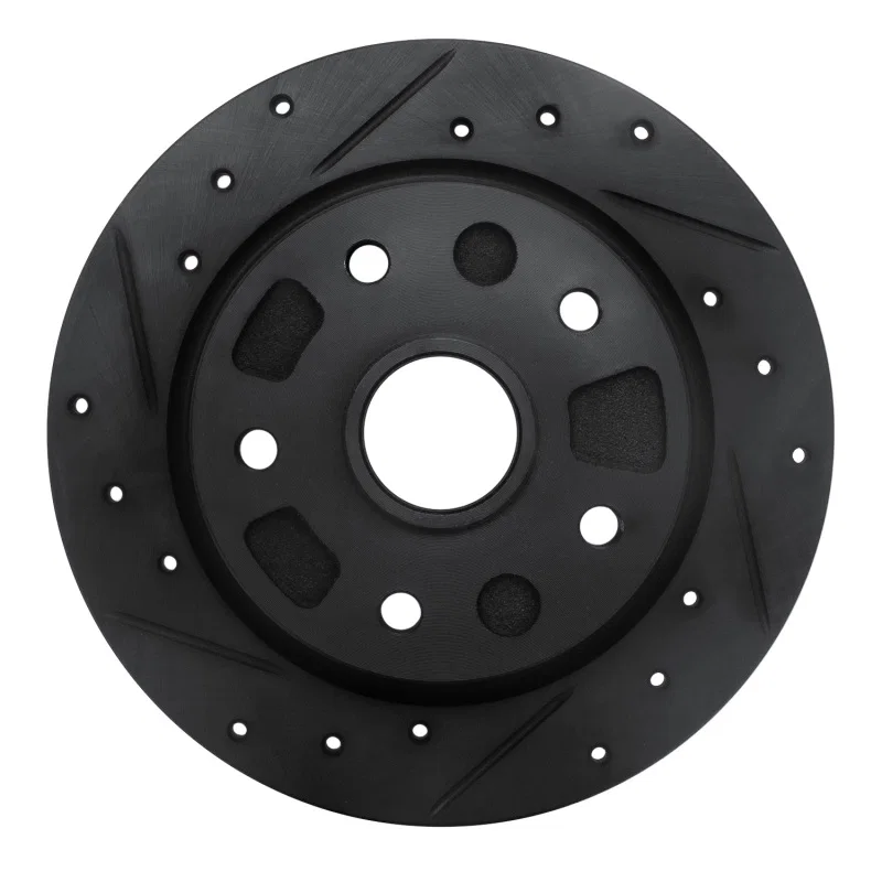 R1 Concepts 633-80017L, R1 88-92 Ford Probe Rear Left Drilled & Slotted Black Brake Rotor