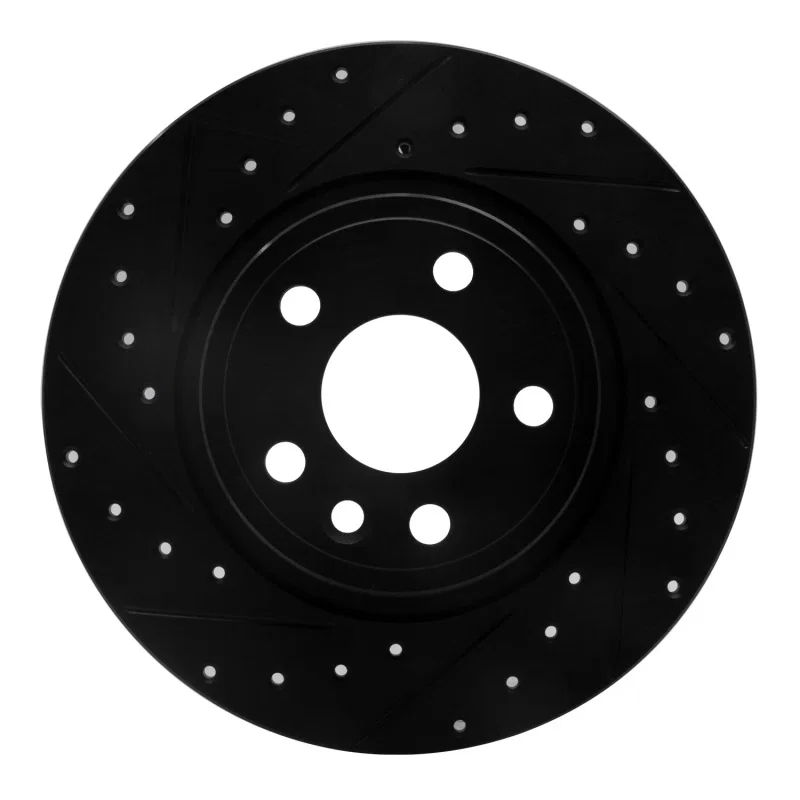 R1 Concepts 633-11027L, R1 15-20 Jaguar E-Pace Rear Left Drilled & Slotted Black Brake Rotor
