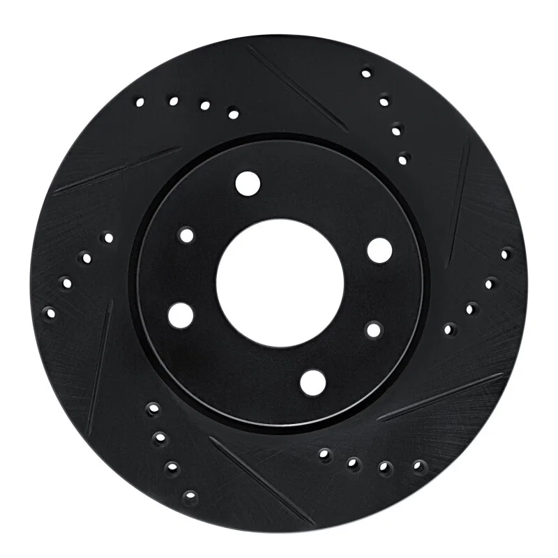 R1 Concepts 633-72039R, R1 04-04 Mitsubishi Lancer Front Right Drilled & Slotted Black Brake Rotor