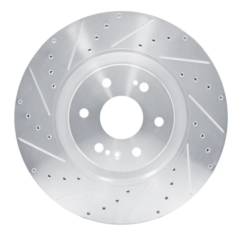R1 Concepts 631-47091L, R1 21-25 Cadillac Escalade ESV Front Left Drilled & Slotted Silver Brake Rotor