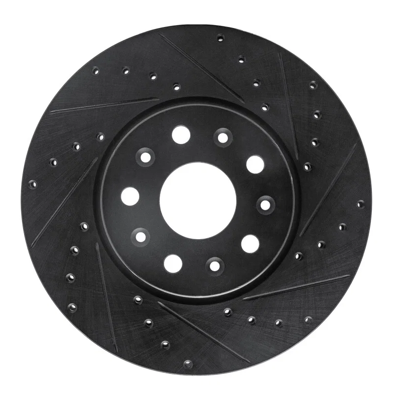 R1 Concepts 633-47055R, R1 16-25 Cadillac CT5 Front Right Drilled & Slotted Black Brake Rotor