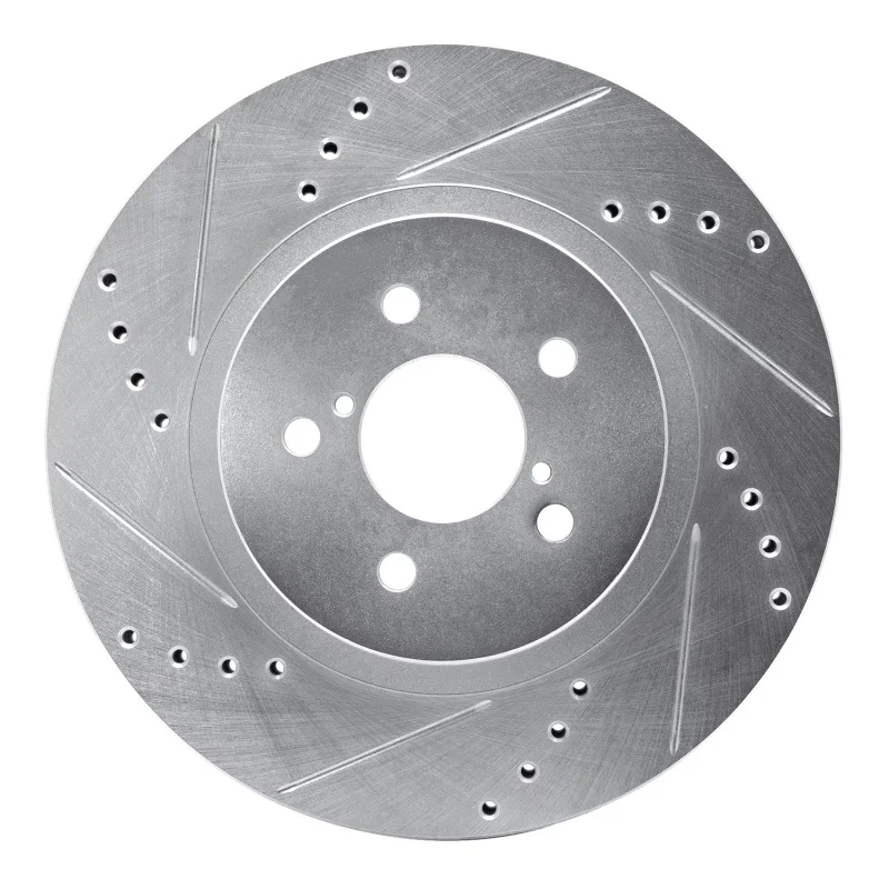 R1 Concepts 631-13037L, R1 17-23 Subaru Impreza Front Left Drilled & Slotted Silver Brake Rotor