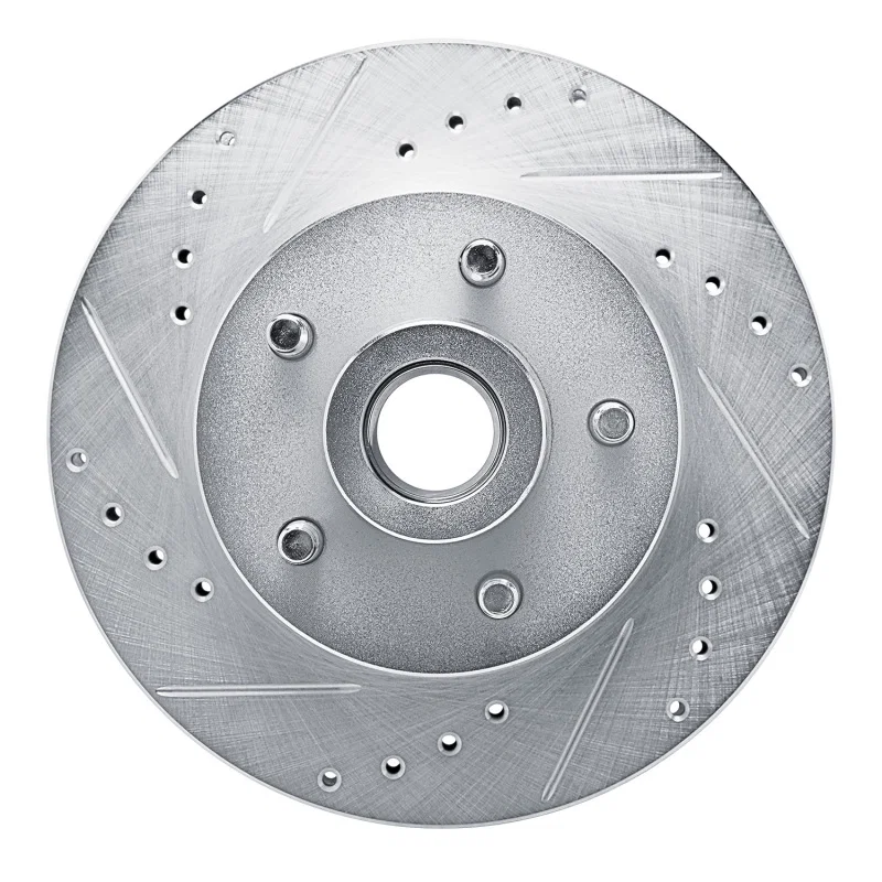 R1 Concepts 631-56004L, R1 72-73 Ford Gran Torino Front Left Drilled & Slotted Silver Brake Rotor