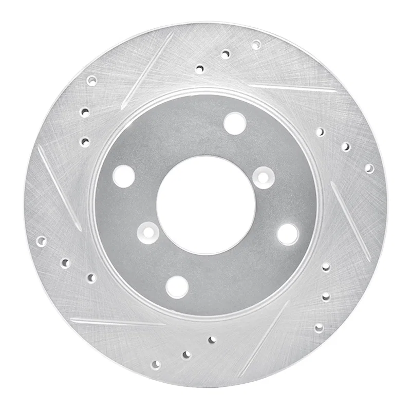 R1 Concepts 631-01000L, R1 89-94 Suzuki SWIFT Front Left Drilled & Slotted Silver Brake Rotor