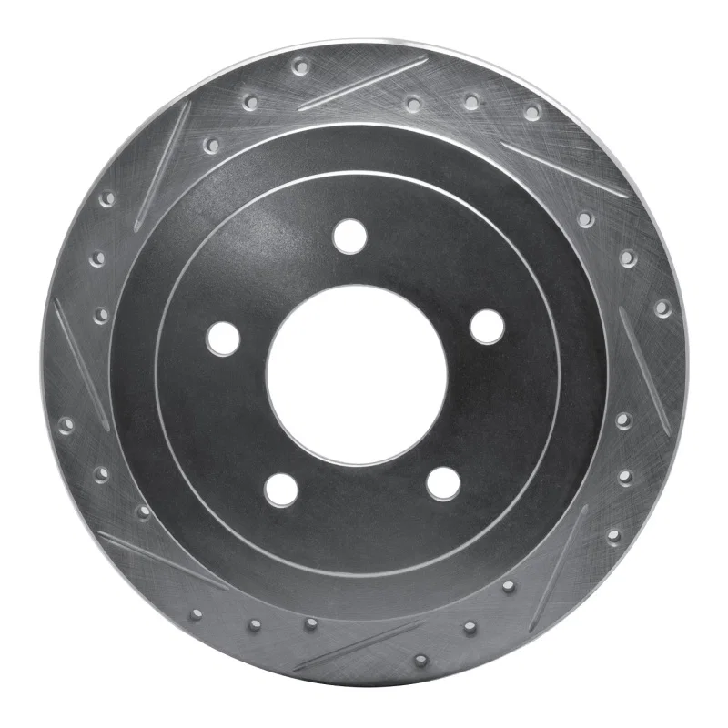 R1 Concepts 631-54173L, R1 97-04 Ford Expedition Rear Left Drilled & Slotted Silver Brake Rotor