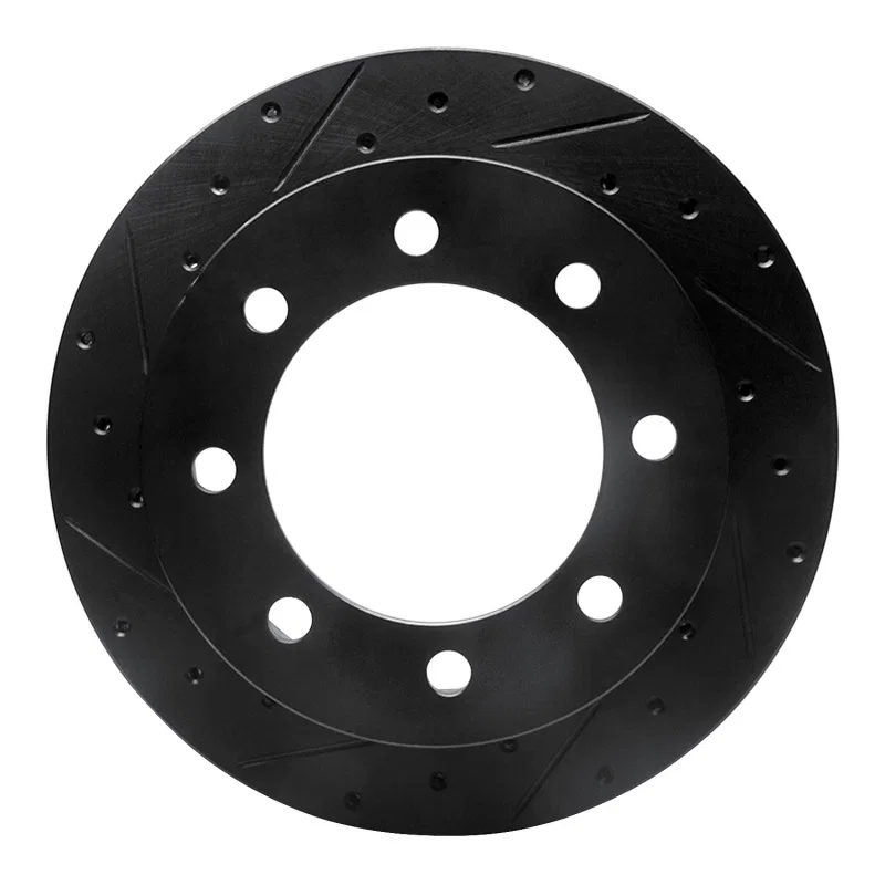 R1 Concepts 633-54167L, R1 99-07 Ford E-250 Econoline Rear Left Drilled & Slotted Black Brake Rotor