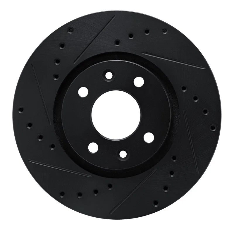 R1 Concepts 633-41000L, R1 88-89 Eagle Medallion Front Left Drilled & Slotted Black Brake Rotor