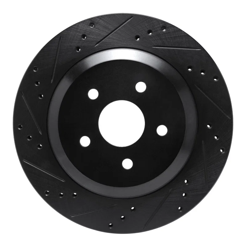 R1 Concepts 633-54087L, R1 04-07 Ford Freestar Rear Left Drilled & Slotted Black Brake Rotor