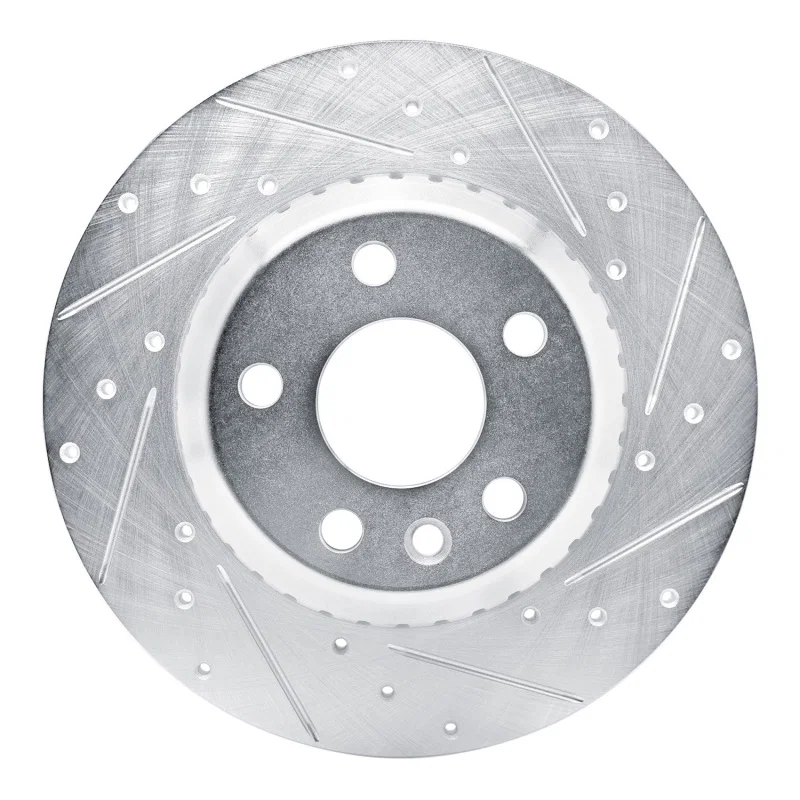 R1 Concepts 631-11034R, R1 20-22 Jaguar E-Pace Rear Right Drilled & Slotted Silver Brake Rotor