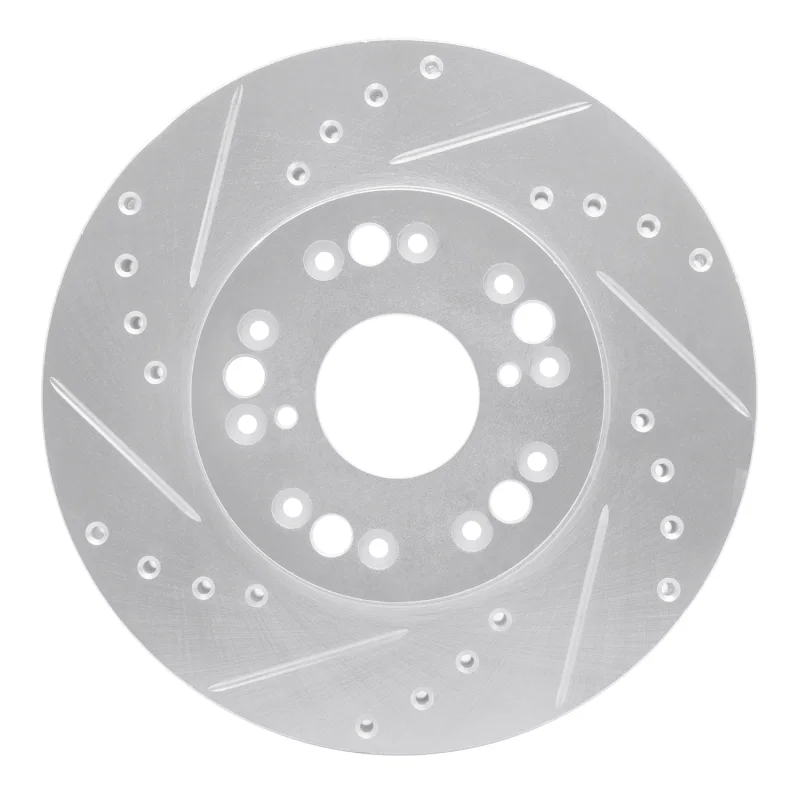 R1 Concepts 631-75002L, R1 91-92 Lexus LS400 Front Left Drilled & Slotted Silver Brake Rotor