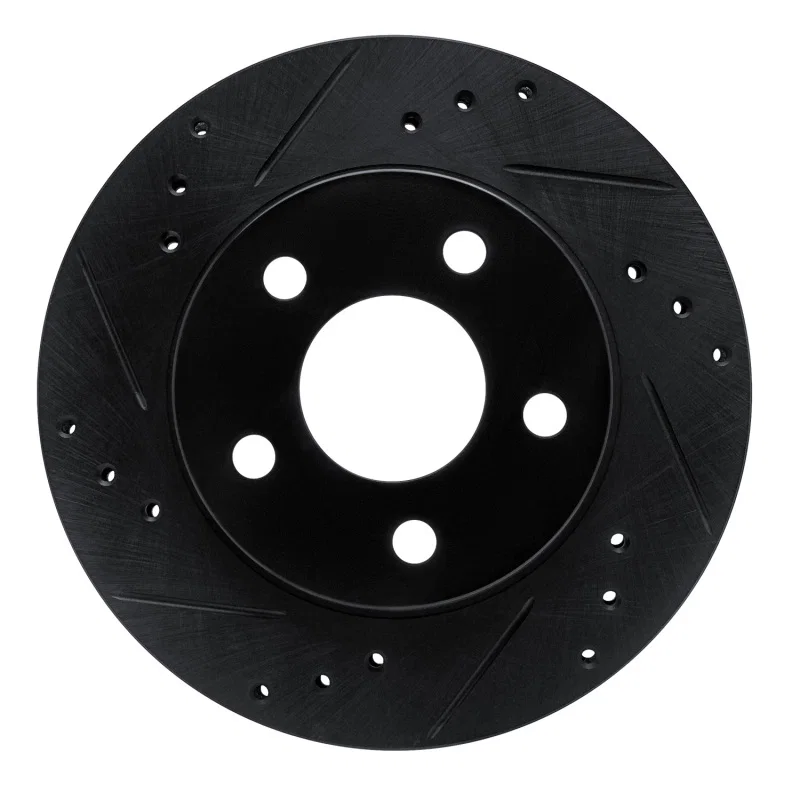 R1 Concepts 633-54020L, R1 86-92 Ford Taurus SHO Rear Left Front Left Drilled & Slotted Black Brake Rotor
