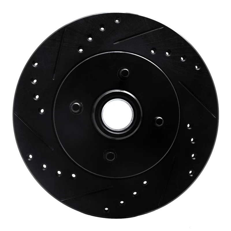 R1 Concepts 633-54028L, R1 87-88 Ford Thunderbird Front Left Drilled & Slotted Black Brake Rotor