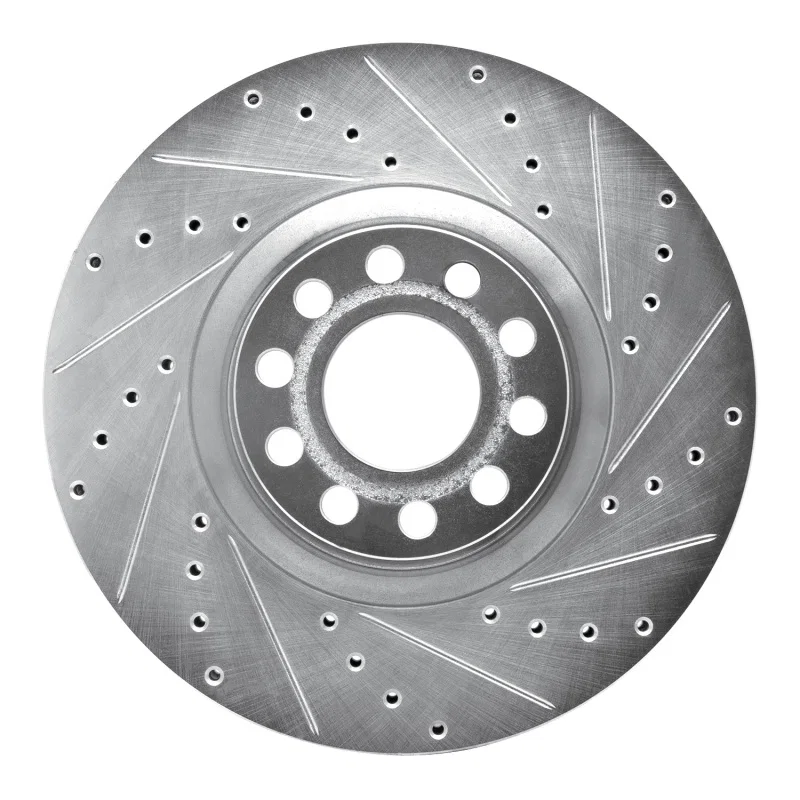 R1 Concepts 631-73023R, R1 99-04 Audi S6 Front Right Drilled & Slotted Silver Brake Rotor