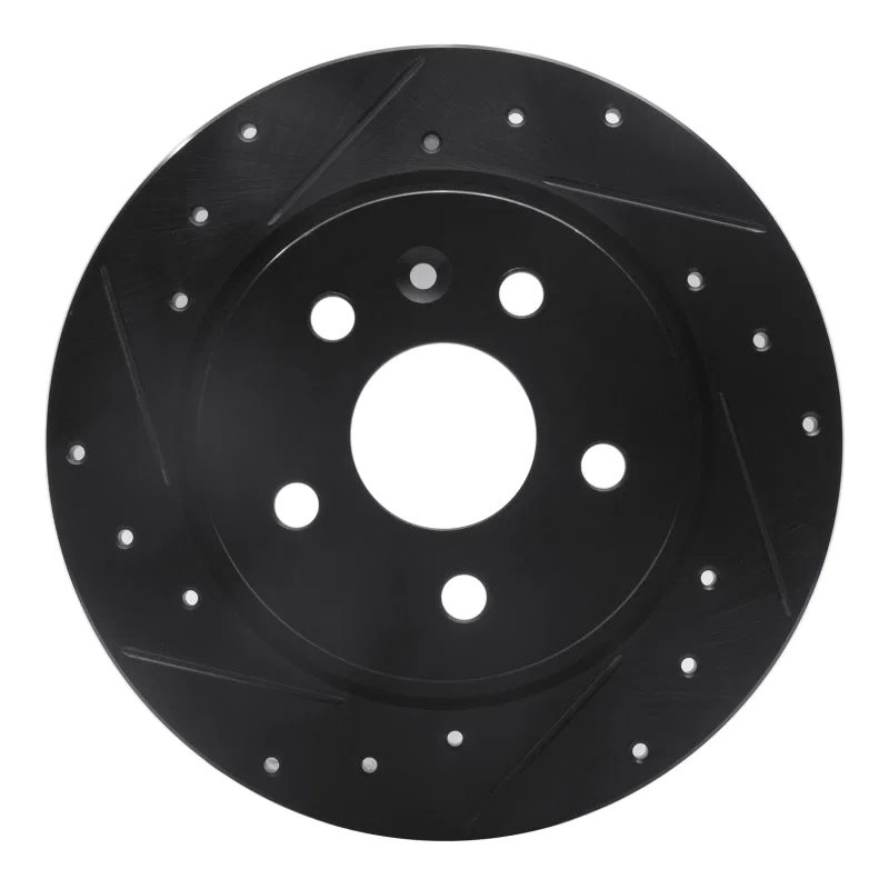 R1 Concepts 633-45018L, R1 11-22 Buick Encore Rear Left Drilled & Slotted Black Brake Rotor