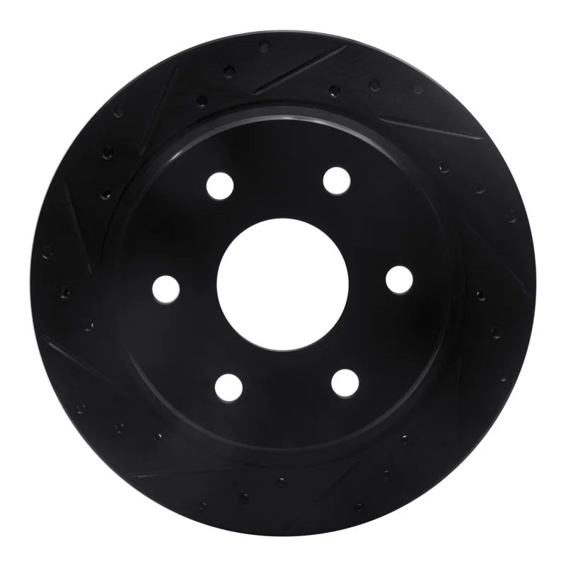 R1 Concepts 633-48041L, R1 00-14 Cadillac Escalade EXT Rear Left Drilled & Slotted Black Brake Rotor