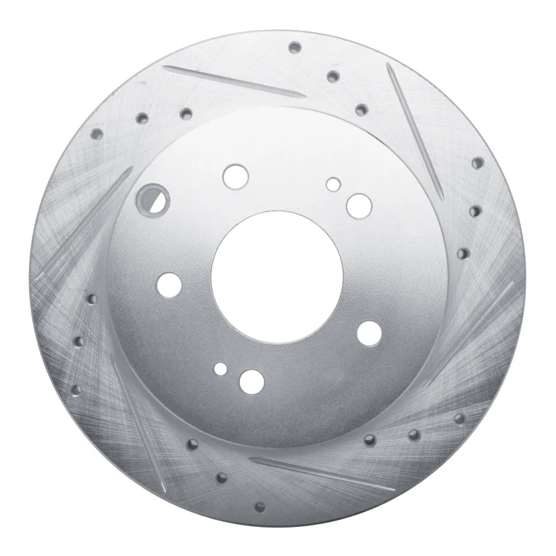 R1 Concepts 631-72040R, R1 06-12 Mitsubishi Eclipse Rear Right Drilled & Slotted Silver Brake Rotor