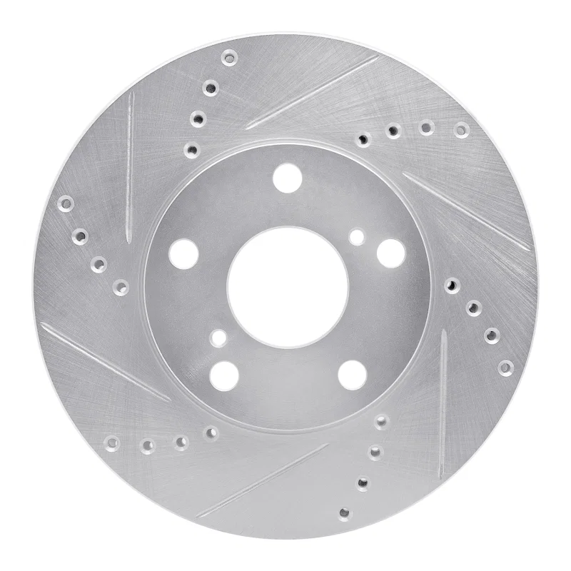 R1 Concepts 631-76052L, R1 92-06 Lexus ES300 Front Left Drilled & Slotted Silver Brake Rotor