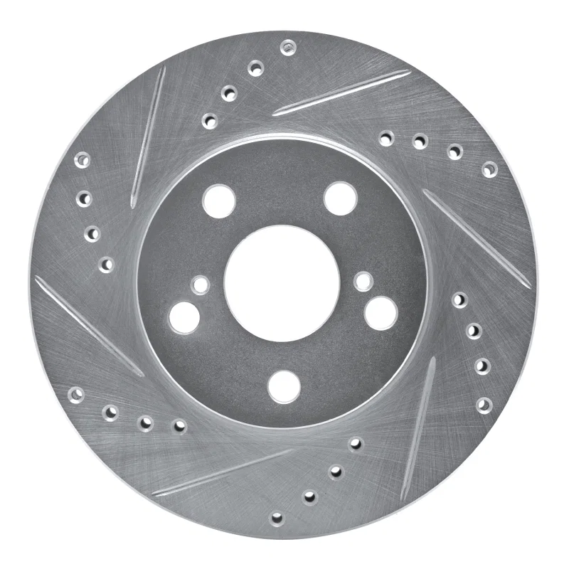 R1 Concepts 631-76067L, R1 94-00 Toyota Celica Front Left Drilled & Slotted Silver Brake Rotor