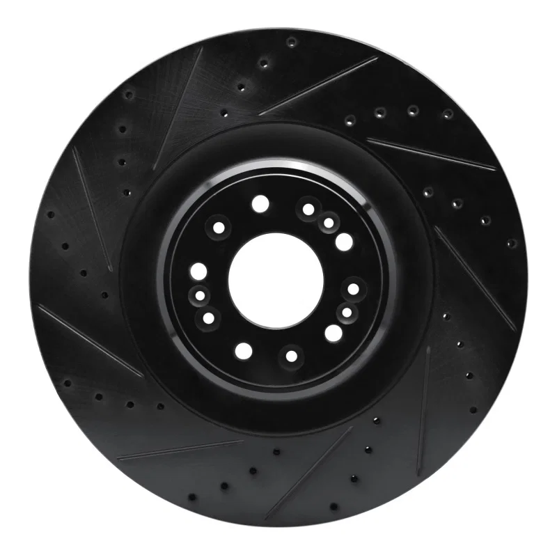 R1 Concepts 633-10001L, R1 17-22 Genesis G90 Front Left Drilled & Slotted Black Brake Rotor