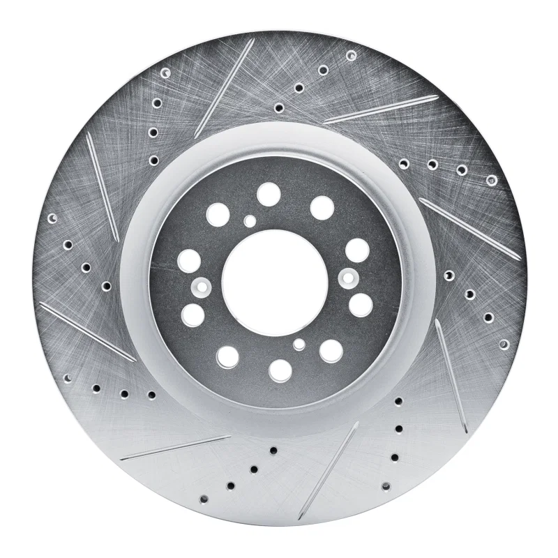 R1 Concepts 631-59065L, R1 17-25 Acura Integra Front Left Drilled & Slotted Silver Brake Rotor