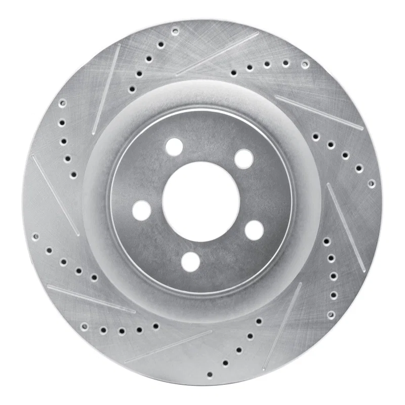 R1 Concepts 631-39019L, R1 05-23 Chrysler 300 Front Left Drilled & Slotted Silver Brake Rotor