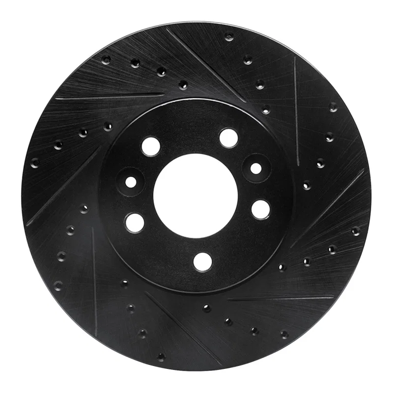 R1 Concepts 633-56016R, R1 98-02 Ford Crown Victoria Front Right Drilled & Slotted Black Brake Rotor