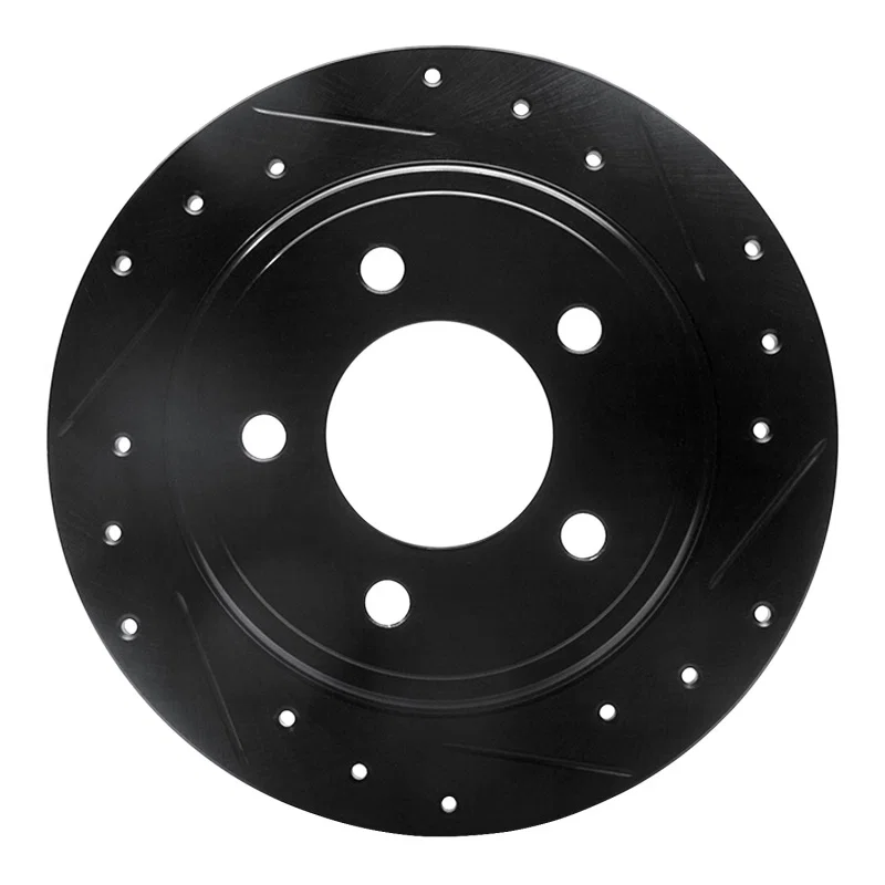 R1 Concepts 633-40012R, R1 93-04 Chrysler LHS Rear Right Drilled & Slotted Black Brake Rotor