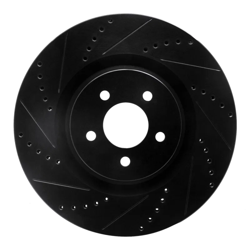 R1 Concepts 633-54060L, R1 07-14 Ford Mustang Front Left Drilled & Slotted Black Brake Rotor
