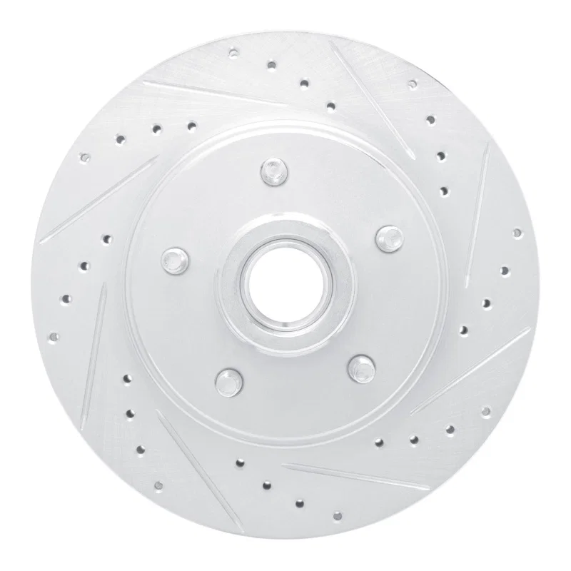 R1 Concepts 631-46005R, R1 67-72 Cadillac COMMERCIAL CHASSIS Front Right Drilled & Slotted Silver Brake Rotor