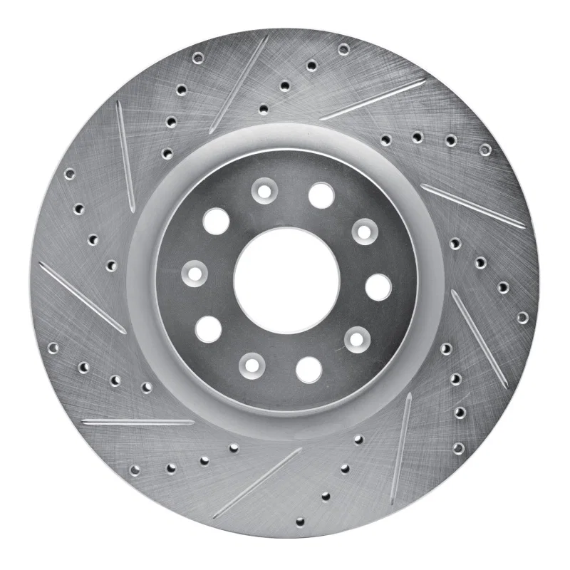 R1 Concepts 631-46036L, R1 14-25 Cadillac CT5 Front Left Drilled & Slotted Silver Brake Rotor