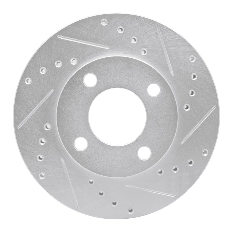 R1 Concepts 631-73000R, R1 78-92 Audi 100 Front Right Drilled & Slotted Silver Brake Rotor