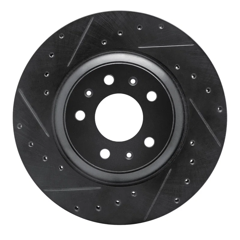 R1 Concepts 633-46017L, R1 04-08 Cadillac CTS Front Left Drilled & Slotted Black Brake Rotor