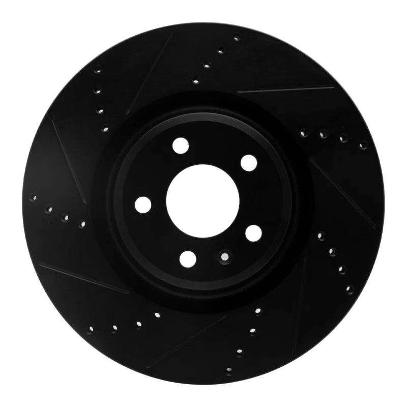 R1 Concepts 633-73067L, R1 12-20 Audi A6 (USA/Canada) Front Left Drilled & Slotted Black Brake Rotor