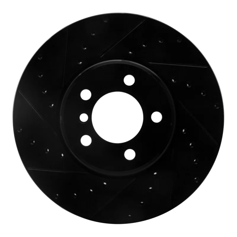 R1 Concepts 633-11007L, R1 03-05 Land Rover Range Rover Front Left Drilled & Slotted Black Brake Rotor