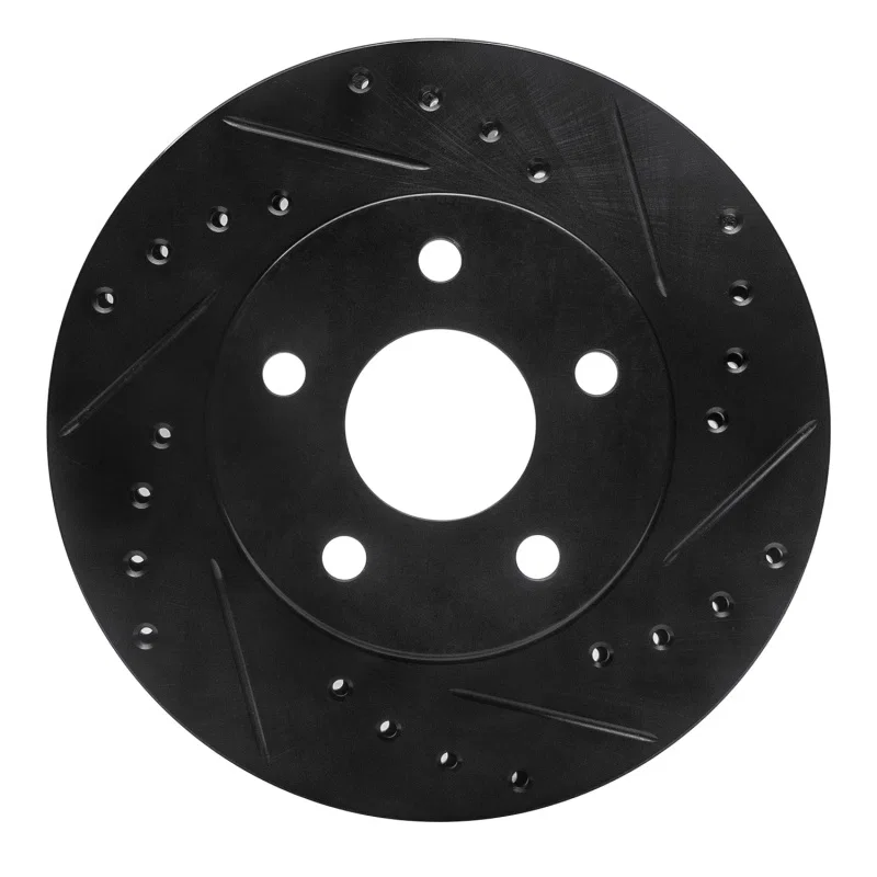 R1 Concepts 633-45002R, R1 80-89 Buick CENTURY Front Right Drilled & Slotted Black Brake Rotor