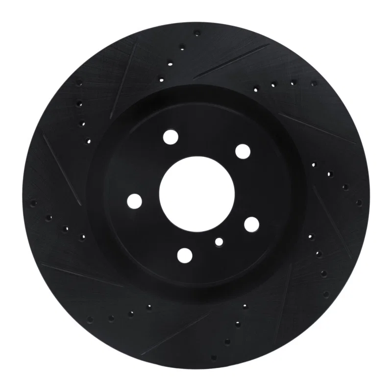 R1 Concepts 633-68008L, R1 03-08 Infiniti G35 Front Left Drilled & Slotted Black Brake Rotor