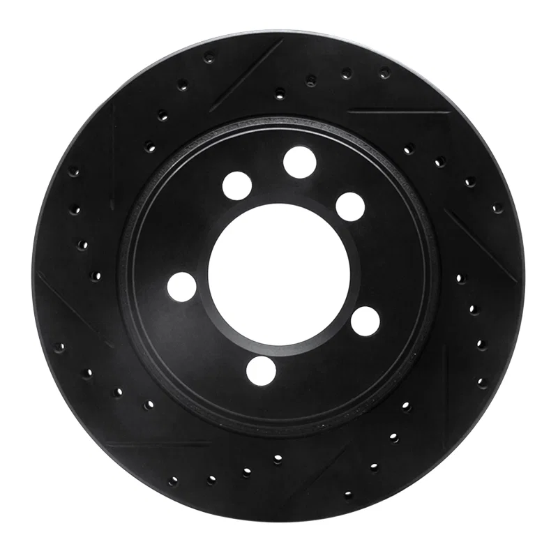 R1 Concepts 633-40053L, R1 74-81 Dodge Ramcharger 4WD Front Left Drilled & Slotted Black Brake Rotor