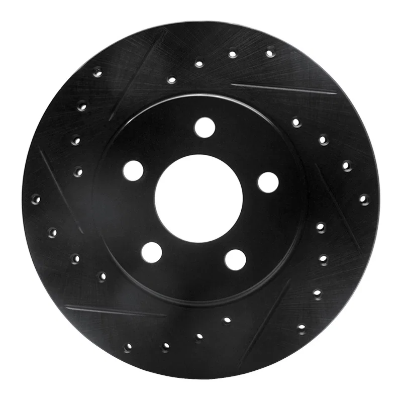 R1 Concepts 633-40016L, R1 95-99 Dodge Neon (USA/Canada) Front Left Drilled & Slotted Black Brake Rotor